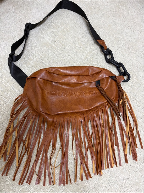 Handbags - Brown faux Leather Fringe Crossbody Bag